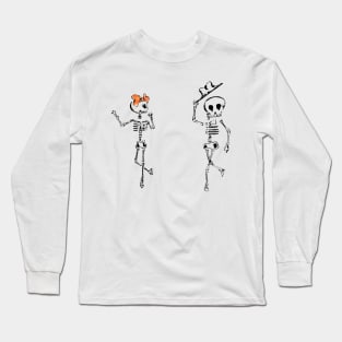 Skelly Lady And Gentleman HandDrawn Sketch Long Sleeve T-Shirt